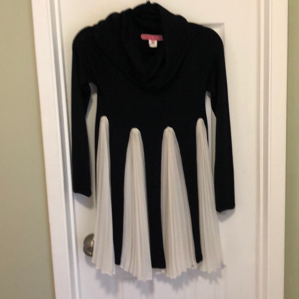 Manoush black wool and white chiffon dress